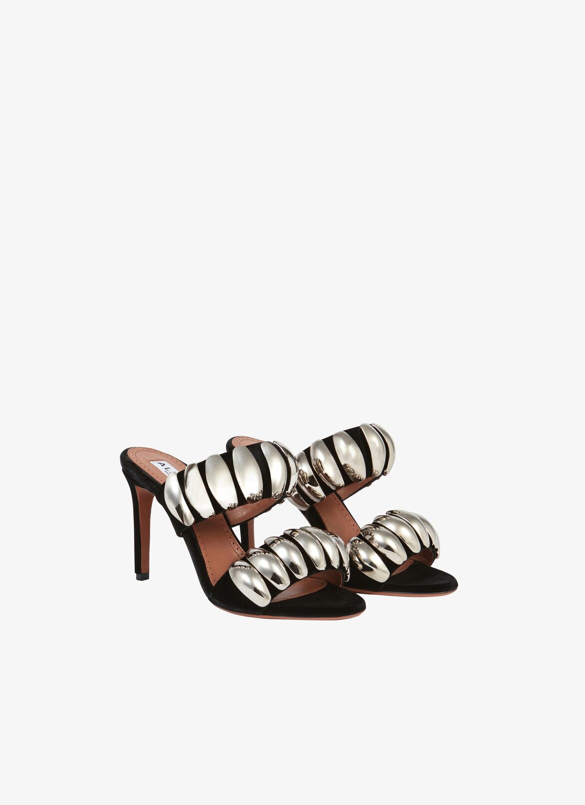 TRIBAL VELVET MULES ALAÏA BLACK TRIBAL VELVET MULES
